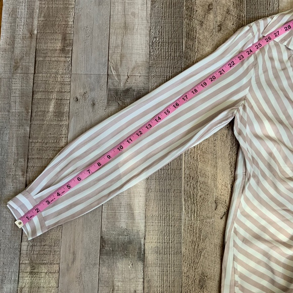 Anthropologie Maeve Mauve Ivory Surplice Wrap Draped Long Sleeve Blouse Shirt 4 - Picture 14 of 14